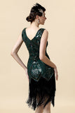 1920s Vestido Gatsby Con Flecos Verde Con Conjunto de Accesorios