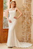 Vestido de novia de cuello cuadrado sirena