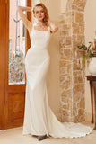 Vestido de novia de cuello cuadrado sirena