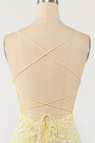Yellow Mermaid Long Prom Dress con apliques