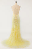 Yellow Mermaid Long Prom Dress con apliques