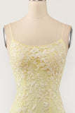 Yellow Mermaid Long Prom Dress con apliques