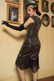 Dorado 1920s Flapper Vestido con Flecos