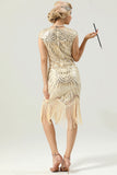 Dorado 1920s Flapper Vestido con Flecos