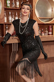 Negro Gatsby 1920s Flapper Vestido