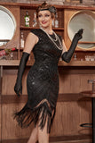 Negro Gatsby 1920s Flapper Vestido