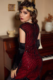 Rojo Gatsby 1920s Flapper Vestido