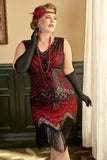 Vestido 1920s de lentejuelas con flecos talla grande