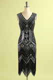 Brillo de la franja de la aleta del vestido de 1920