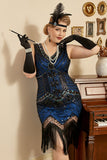 Lentejuelas verde oscuro Talla grande 1920s Vestido de flapper