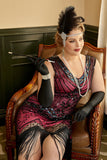 Talla grande Fucsia Lentejuelas 1920s Vestido Flapper