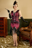 Talla grande Fucsia Lentejuelas 1920s Vestido Flapper