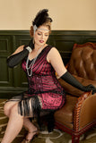 Talla grande Fucsia Lentejuelas 1920s Vestido Flapper