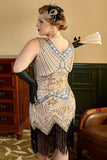 Lentejuelas verde oscuro Talla grande 1920s Vestido de flapper