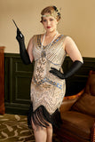 Lentejuelas verde oscuro Talla grande 1920s Vestido de flapper