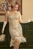 Lentejuelas albaricoque Talla Grande 1920s Vestido de Flapper con flecos
