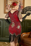 Lentejuelas dorado negro talla grande 1920s vestido