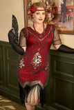 Lentejuelas dorado negro talla grande 1920s vestido