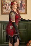 Lentejuelas dorado negro talla grande 1920s vestido