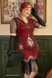 Lentejuelas dorado negro talla grande 1920s vestido
