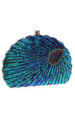 Embrague en forma de concha verde pavo real