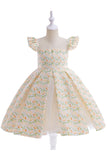 Vestido de niña de flores con estampado de flores rosas