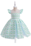 Vestido de niña de flores con estampado de flores rosas
