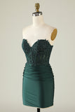 Verde Oscuro Vestido Corto de Cóctel Con Cuentas