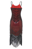 Tirantes de espagueti Albaricoque Negro Vestido de la década de 1920