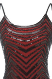 Negro Rojo Espagueti Straps 1920s Vestido