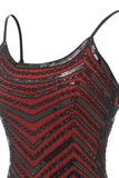 Negro Rojo Espagueti Straps 1920s Vestido
