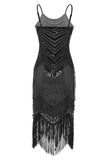 Tirantes de espagueti Albaricoque Negro Vestido de la década de 1920