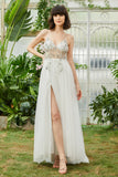 Tul Tirantes de Espagueti Blanco Vestido de Novia