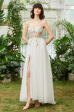 Tul Tirantes de Espagueti Blanco Vestido de Novia