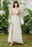 Tul Tirantes de Espagueti Blanco Vestido de Novia