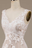 Vestido de novia Apricot Tulle Sweep Train con encaje