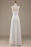 Ivory Scoop Cuello Boho Vestido de novia con encaje