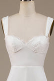 Ivory Scoop Cuello Boho Vestido de novia con encaje
