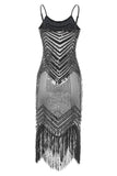 Tirantes de espagueti Albaricoque Negro Vestido de la década de 1920